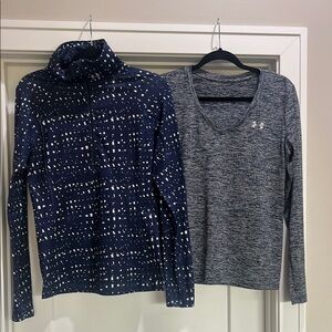 Under Armour Navy duo -Quarter zip and Long Sleeve Tops size Medium
